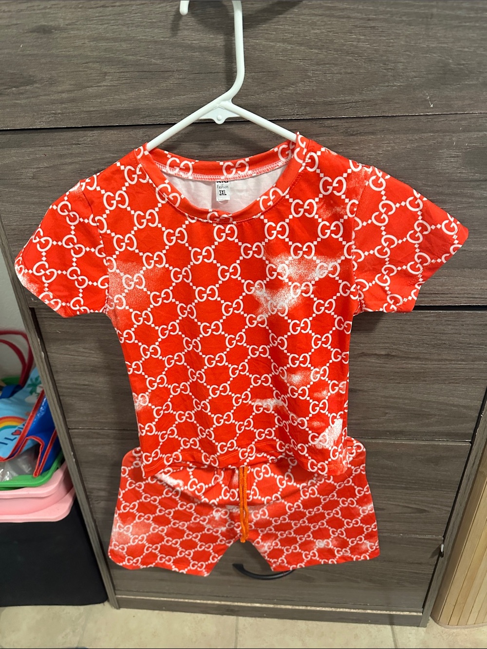 Kids orange Logo-Print set for boy